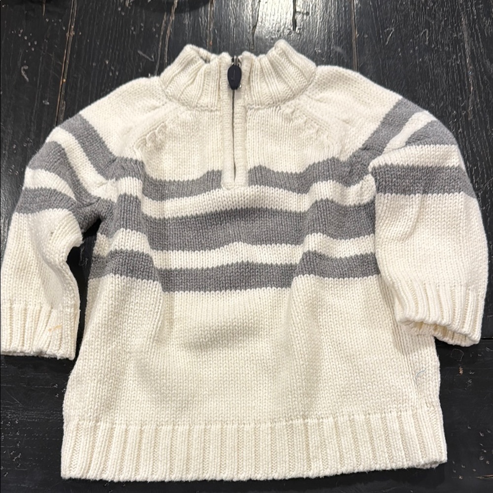 The Children's Place Cream and Gray Cowl Neck Sweater